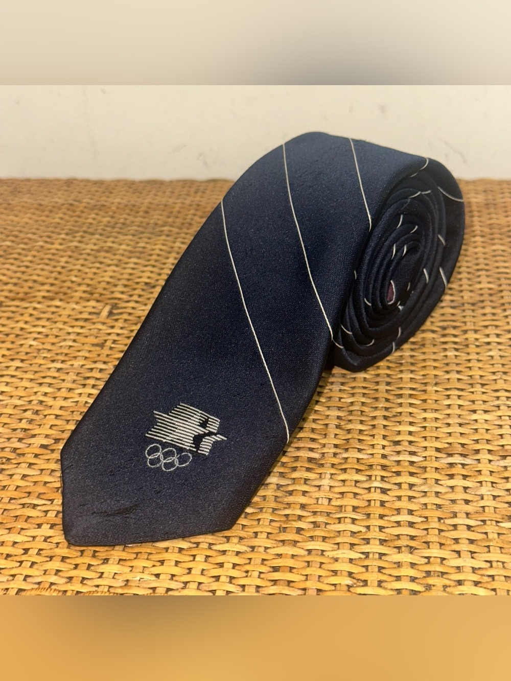 Vintage 1990 Cervantes Los Angeles Olympic Blue USA Neck Tie Sports Preppy Adult